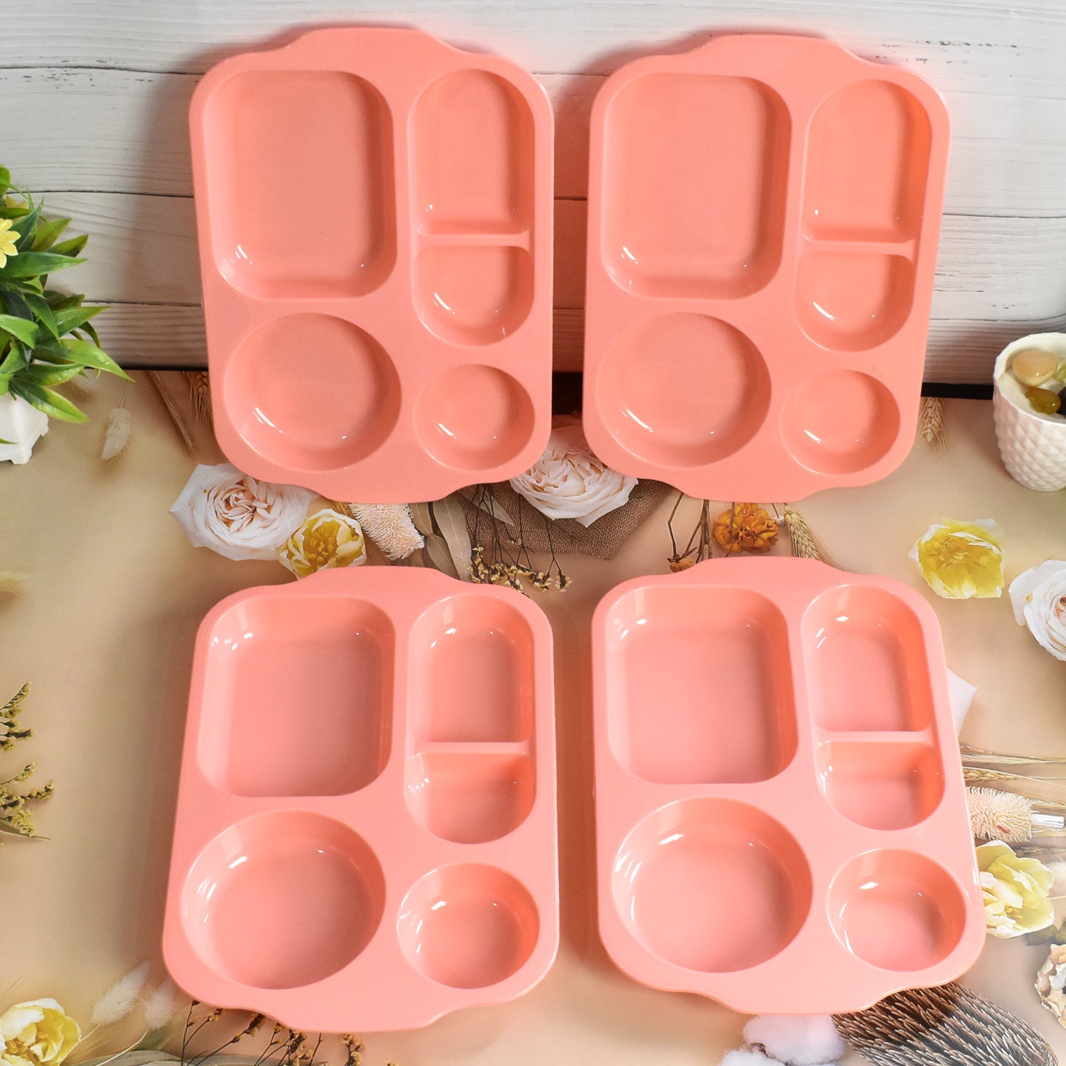Unbreakable Plastic Food Plates / Biodegradable 5 Compartment Square Plate for Food Unbreakable Plastic Food Plates / Biodegradable 5 Compartment Square Plate for Food